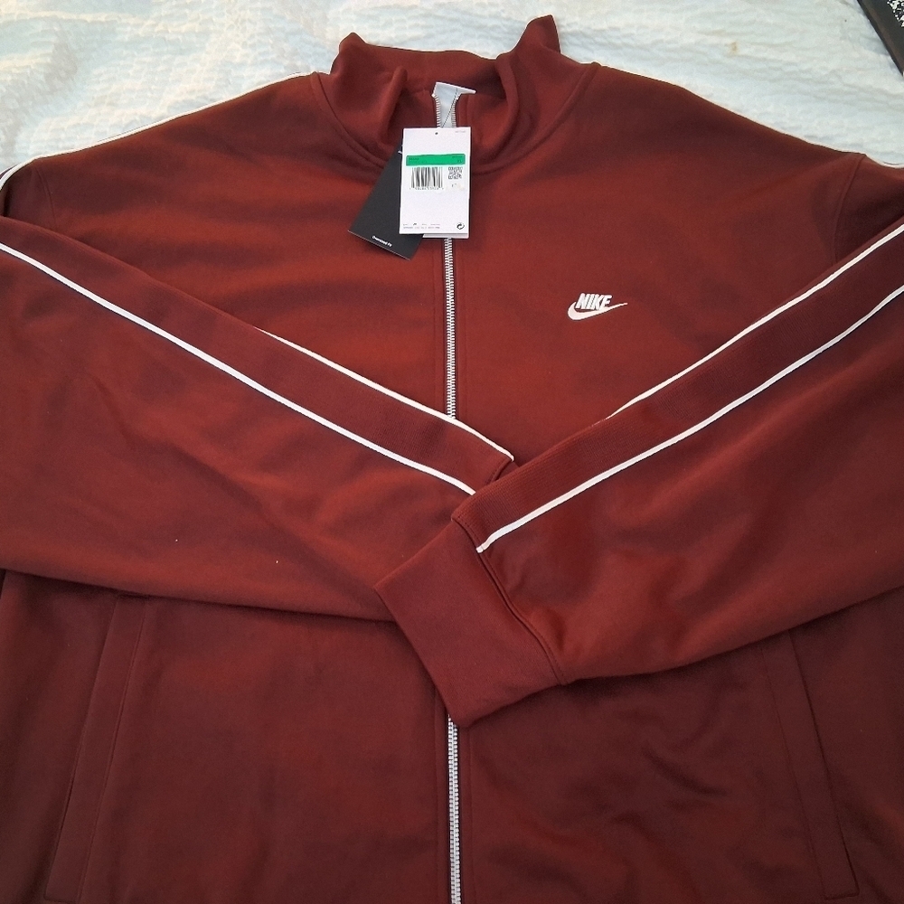 Nike Men's Burgundy Zip-Up Oversized Knit Jacket - Picture 2 of 7